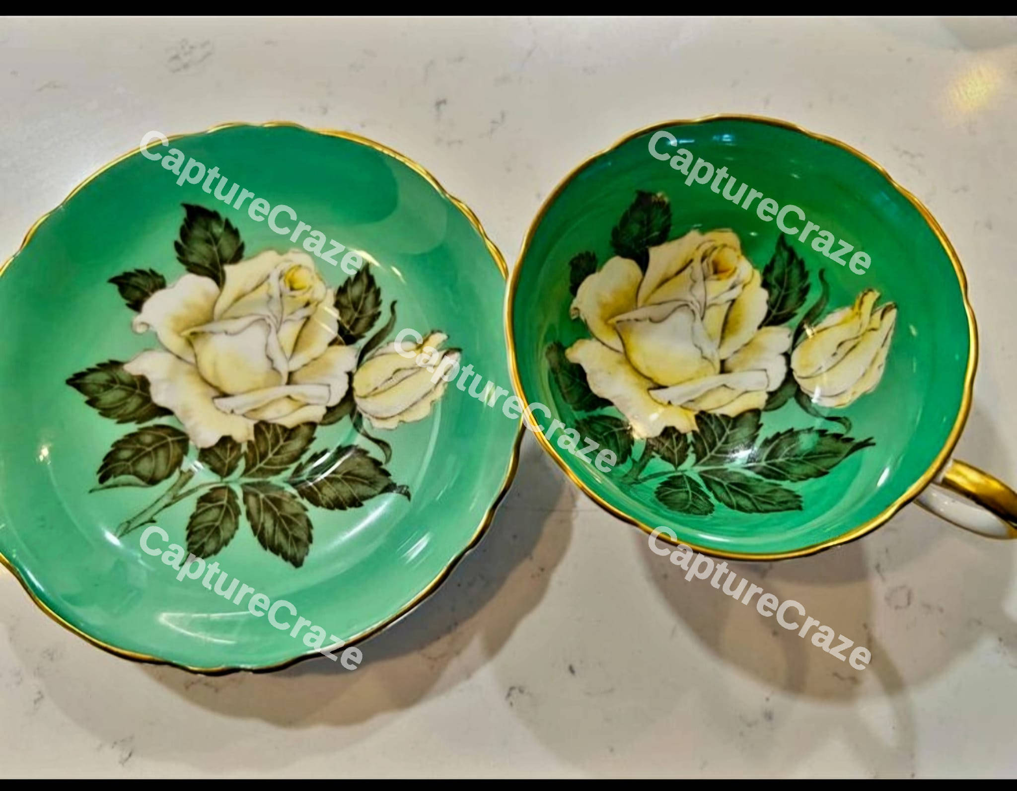 Floral green tea cup
